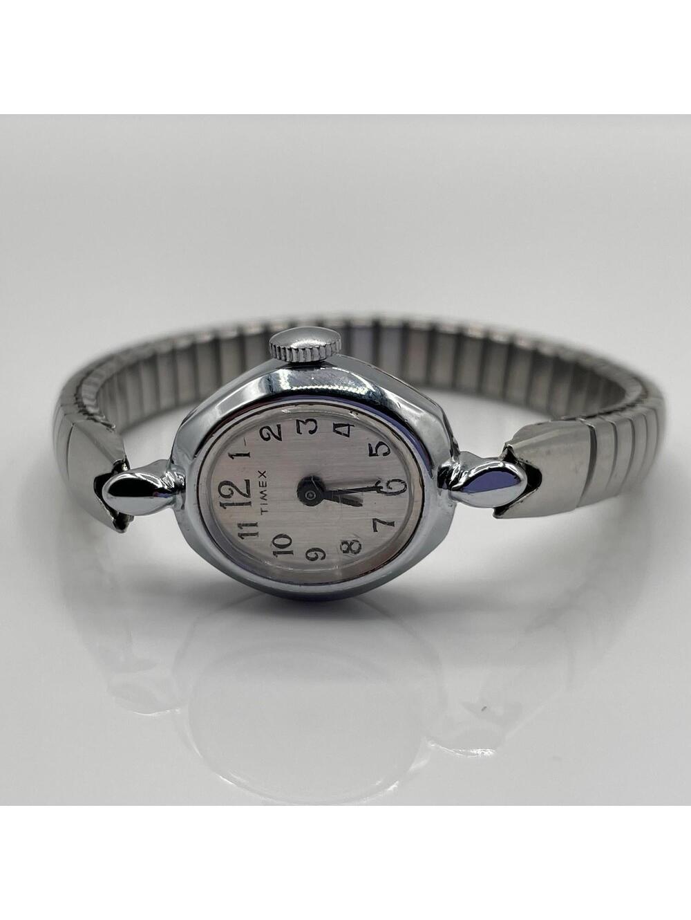 Vintage Timex Mechanical Wind 15mm Watch - Silver-Tone Expansion Bracelet